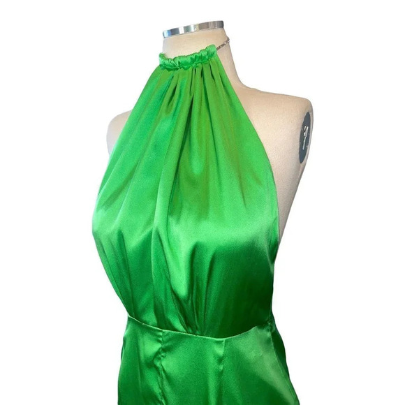 Retrofete Satin Crystal Margot Gown in Green XSmall New. Long Maxi Dress - Picture 7 of 17